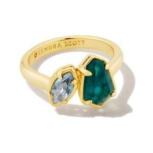 Kendra Scott Gold Ring with Teal and Aqua Stones